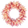 Vickerman 796665-30" Flocked Pink Wreath DuraLit 100WW (K255331LED) Pink Colored
