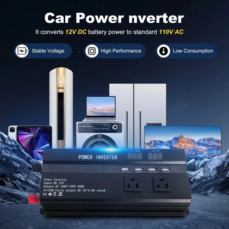6000W LCD Car Power Inverter DC 12V To AC 110V