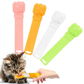 BAEJMJK 4pcs Cat Strip Feeder Sliding Pet Cat Treat Spoon Squeeze Lickable Treat Feeding Dispenser for Cats Liquid Snack and Wet Food