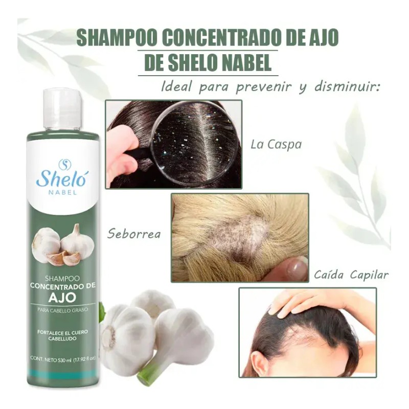 Shampoo Concentrado Ajo Seborrea Resequedad Cabello Graso