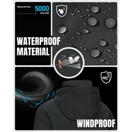 33,000ft Men's Rain Jacket Waterproof Lightweight Raincoat Packable Rain Shell Windbreaker with Hood for Golf Hiking Travel