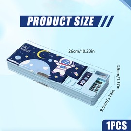 PORUPAEL Pop Up Multifunction Pencil Case, Compartment Pencil Case Cute Cartoon Pen Box Organizer Stationery with Calculators, Sharpener, Schedule, School Supplies (Black)