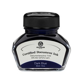 Octopus Fluids Document Ink Fountain Pen Ink for Notaries Registrars Pigment Ink DIN ISO 12757-2 Certified Made in Germany (Dark Blue)