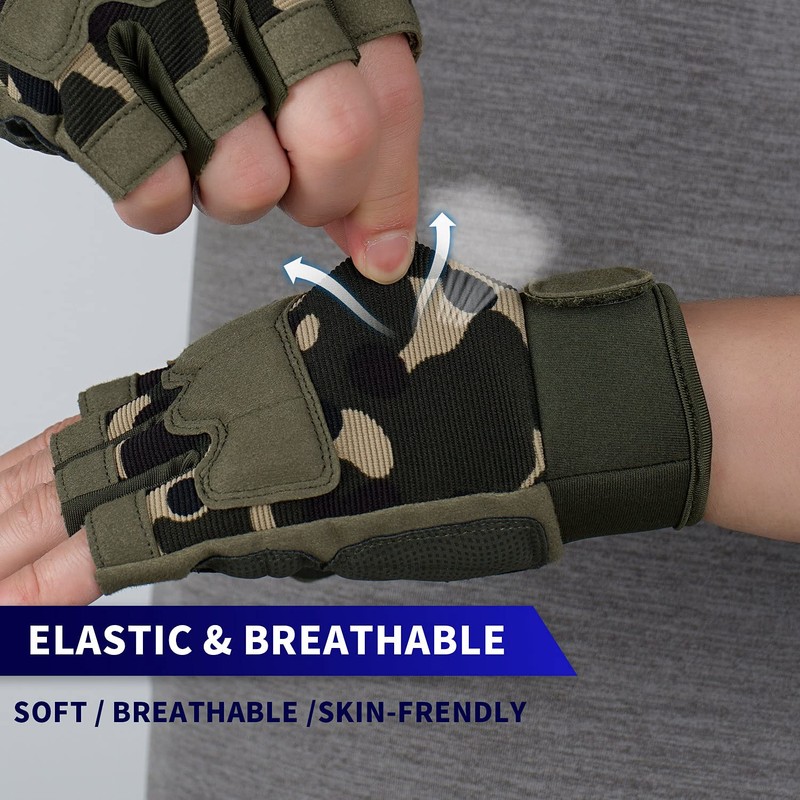 FIORETTO Fingerless Gloves for Airsoft Shooting Half Finger Hunting Hiking