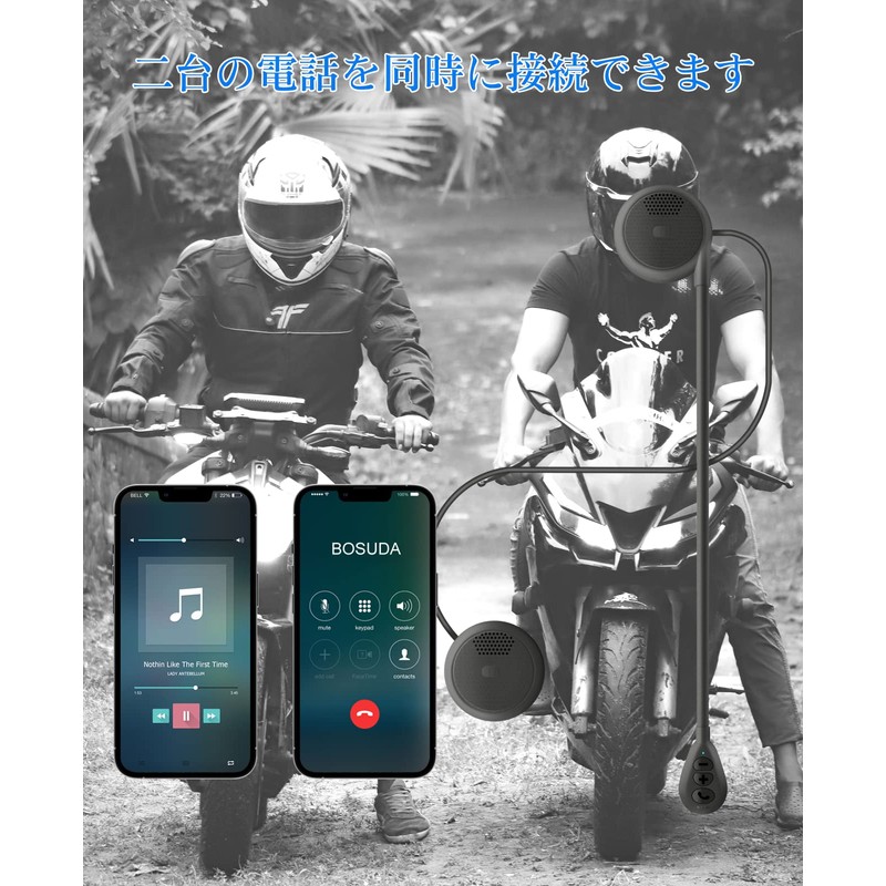 SETHDA Motorcycle Earphones, Incom, Bluetooth 5.0, Auto Reception Wireless Earphones,