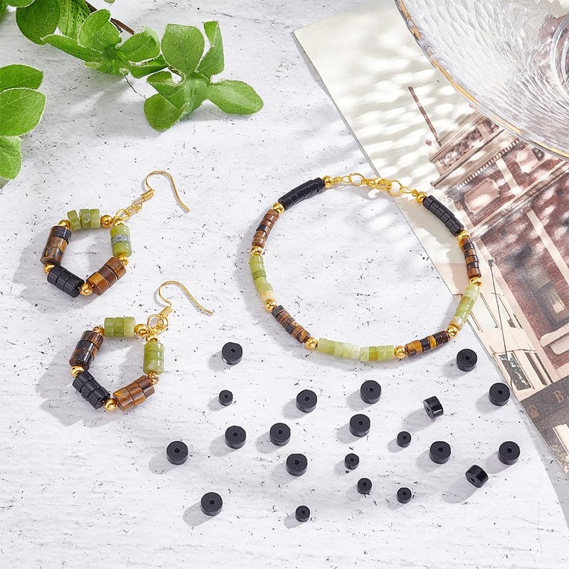 arricraft 143 Pieces Natural Black Onyx Beads, 2 Sizes, Dark