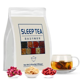 Sleep Herbal Tea - Night Time Tea for Bedtime - 20 Tea Bags with Mulberry, Red Date, Gardenia, Red Rose, Jade Bamboo, Lotus Seed, Goji Berry, Lily, Semen Ziziphi - Natural Night Sleeping Tea for Women