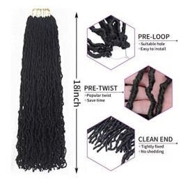 Unbranded 6 Packs 18" Soft Faux Locs Crochet Hair  Pre Looped Natural Black 1B, G4