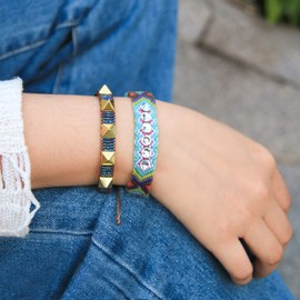 KELITCH Crystal Wrap Bangle Bracelets Boho Friendship Bracelets Women Ethnic Bracelets