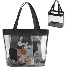 Clear Tote Bag Stadium Approved 12x6x12 12x12x6 Clear Bag for Stadium Events 12 x6 x12 Transparent Purse 12 x 6 x 12 - Color: black