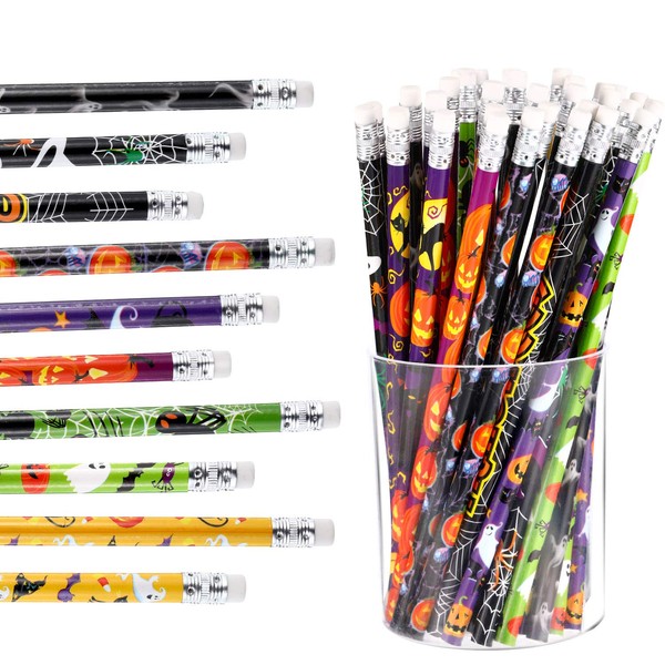 50 Pieces Halloween Pencils 7.5 x 0.3 inch Wood Pencils