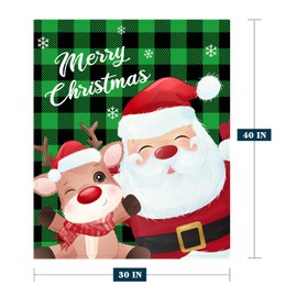 Neatee Living Christmas Baby Throw Blanket Small Green Plaid Santa Claus Blanket Xmas Winter Holiday Blanket Toddler Swaddle Pet Crib Soft Lightweight Fuzzy Fleece Blankets and Throws 30x40