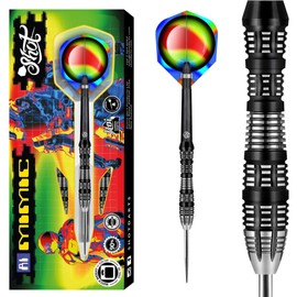 Shot! AI Mimic Steel Tip Dart Set 90% Tungsten Barrels, Front Weighted professional darts for bristle dartboard