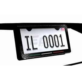 Italian Flag Colors Racing Style Carbon Fiber License Plate Frame