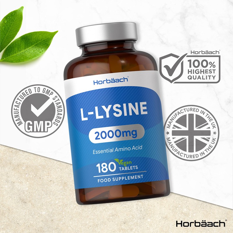 L-Lysine 2000mg | 180 Tablets | Cold Sore Treatment, Essential