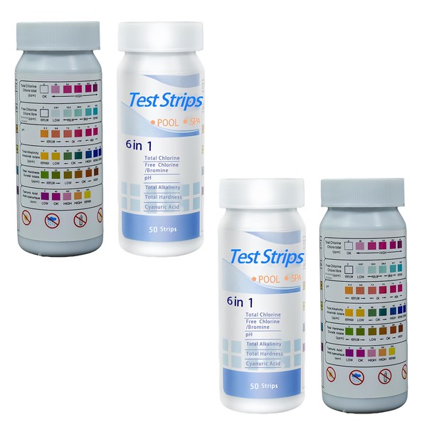 100Pcs Hot Tub 6 In 1 Test Strips, pH Test