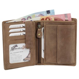 Luxury Leather Biker Wallet with Chain Biker Purse 10 cm 41013 Various Colours Black, Brown, Rust, Brown (rust), Modern