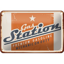 Retro Tin Sign 18 x 12 cm Gas Station Premium Petrol Station Decorative Sign