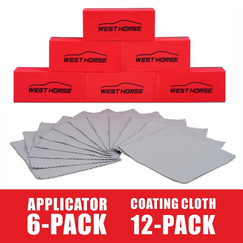 6PCS Ceramic Coating Applicator Sponge Blocks + 12PCS Suede Cloth