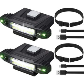 Mudder 2 Pieces Ultra Bright Mini LED Clip on Cap Light USB Rechargeable Motion Sensor Hat Visor Waterproof Cap Light Flashlight Headlamp for Fishing Camping Running Hard Hats Helmets, 4 Modes
