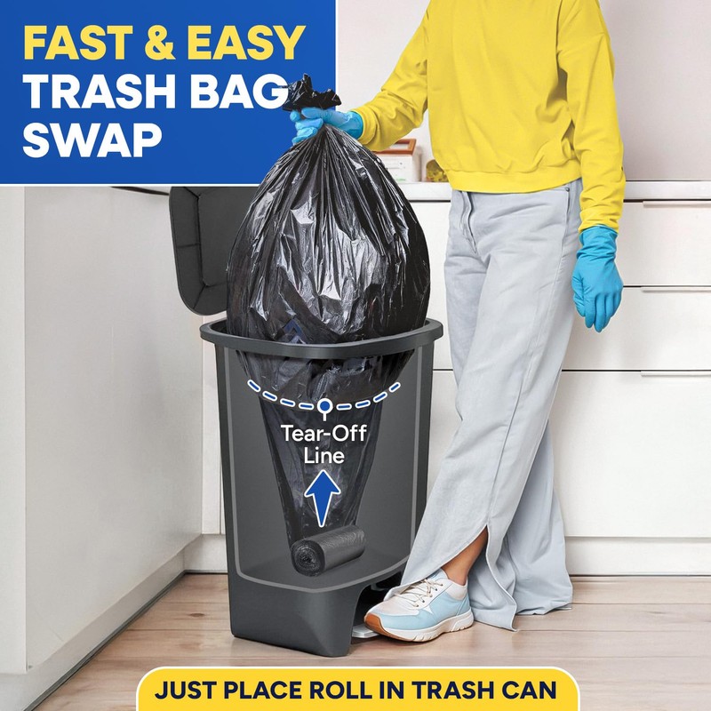 PLASTIC PRINCE 33 Gallon Garbage Bags High Density Black 33"
