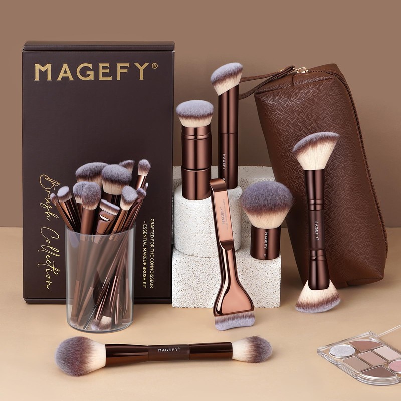MAGEFY Makeup Brushes 26-in-20 Professional Makeup Brush Set Double-End Make