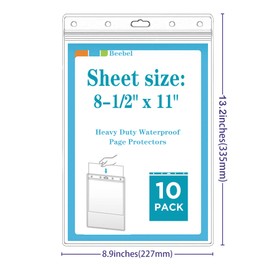 Beebel Beebel 10 Pack Job Ticket Holders 8 1/2" x 11" Waterproof Zip Page Protectors Heavy Duty Dry Erase Document Storage Shop Ticket Holders (Clear-Vertical)