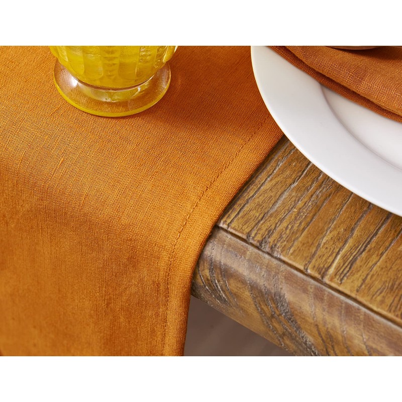 DAPU Pure Linen Table Runners, 40×180cm, 100% French Flax Decorative