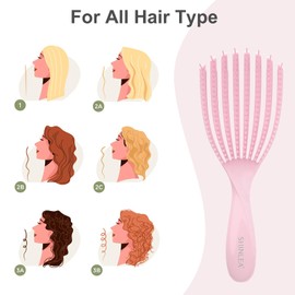 SHINLEA Detangler Brush for Curly Hair, Hairbrush for Wet Dry Thick Thin, Easily Comb Through Curl Hair and Reduces Breakage, Curly Brush for Women Men Kid (Pink)