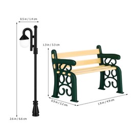 JOINPAYA Miniature Street Bench Set: Dollhouse Mini Bench Miniature Lamp Decor Mini Furniture Accessories for Micro Scene Dollhouse Decor
