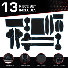 CupHolderHero Compatible with Kia K5 Accessories 2021-2024 - Premium Custom Interior Non-Slip Anti Dust Cup Holder Inserts, Center Console Liner Mats, Door Pocket Liners 13pc Set (Blue Trim)