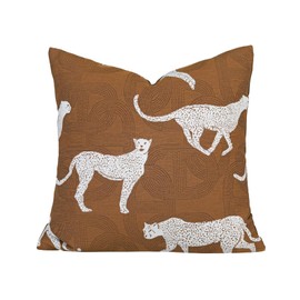 Horseshoe Pattern Pillow Cover Luxury Leopard Cheetah Jacquard Embroidery Decorative Throw Pillow Cushion Cover for Sofa Bedroom Living Room Decor 18x18 Inch (Brown2)