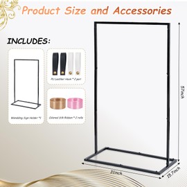 WEIDLUDOR Elegant Wedding Sign Stand & Holder，Black Heavy Duty Metal Wedding Welcome Sign Stand for Reception，Welcome to Our Wedding Hanging Sign Stand - Perfect for Seating Chart, Posters, and Decor