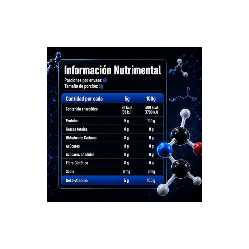 ForzaTech Beta Alanina 100% de Alta Pureza en Polvo 300g