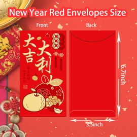 36 Pcs 6 Designs Chinese New Year Red Envelopes 2024, Heavy Duty Hong Bao Lucky Money Cash Envelopes Red Packets Lai See for Lunar Dragon New Year, Wedding, Birthday, etc, 3.5 x 6.7 Inches