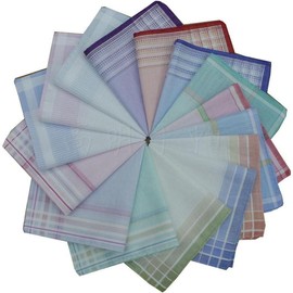 Women Colorful Light Color Handkerchief Cotton Hanky - Color: Candy Color, Size: 12pcs
