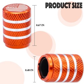 MEAJOO 5PCS USA Flag Tire Valve Stem Caps, with Plastic Liner Corrosion Resistant Leak-Proof, Universal for Cars, SUVs, Bike, Bicycles,Trucks and Motorcycles (Orange)