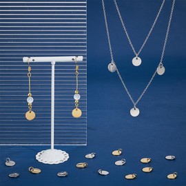 UNICRAFTALE 24pcs Flat Round Blank Tag Charms Stainless Steel Blank 2 Colors Metal Small Tags Stamping Dangle Charm for Earring Jewelry Making