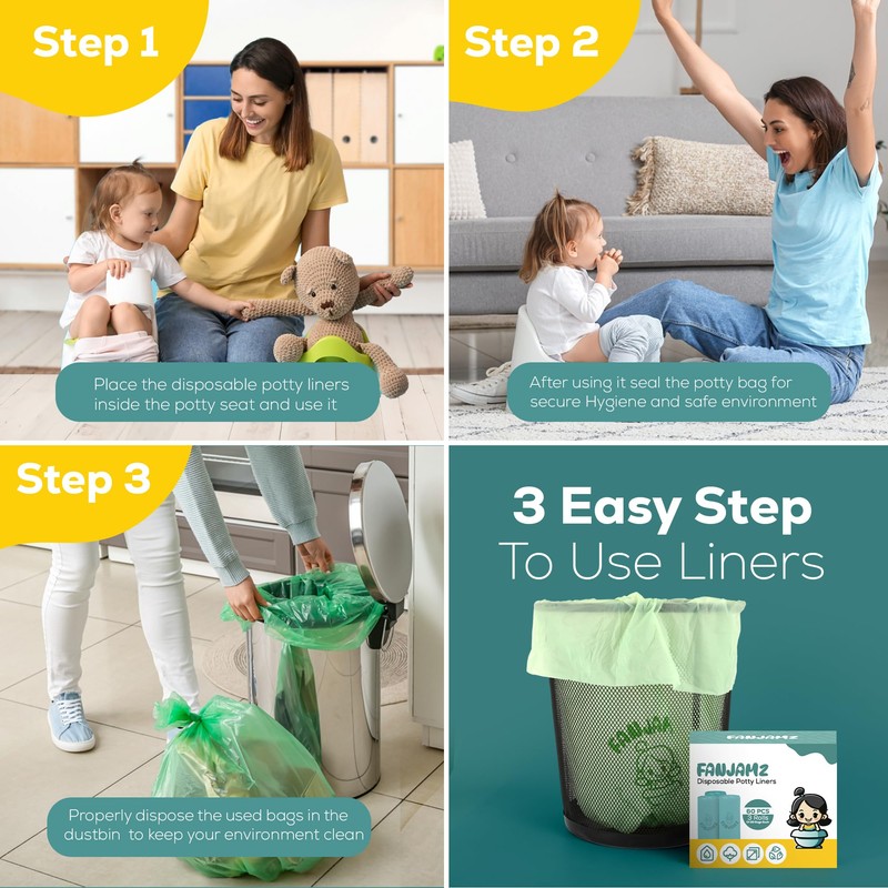 [80 Count] Potty Bags for Portable Toilet - OK Compost