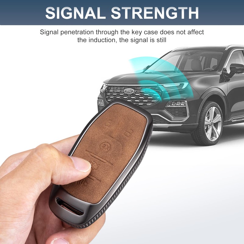YO&YOYE Compatible with Ford Key Fob Cover with Keychain Leather