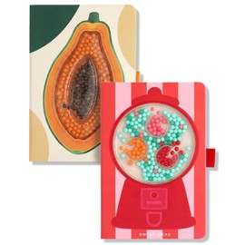 Lifelines Sensory Bead Journals, Papaya & Gumball 2 Pack Set - Fidget Ruled Notebook Journals with Interactive Tactile Cover & Embossed Paper - 160 Pages, Sensory Journaling Notebooks