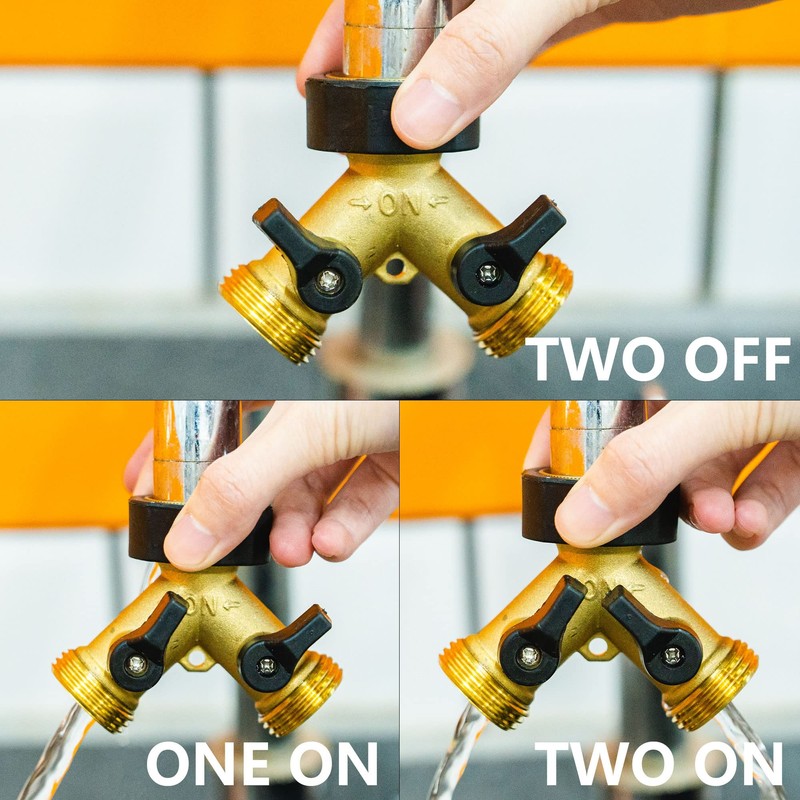 LIULO TOOL Brass Garden Hose Splitter 2 Way, Hose Y