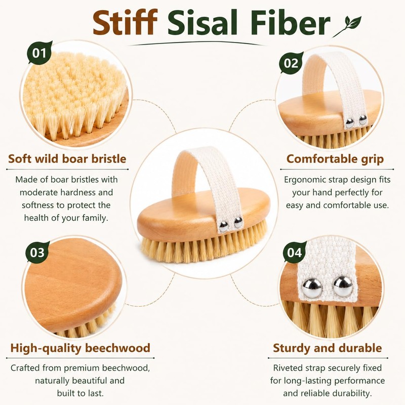 Wooden Vegetable Brush Set with Handle, Potato Scrubber for Fruits