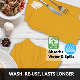 Softopia Cotton Cloth Napkins 100% Cotton 17x 17 Inches Table Napkin for Dining, Lunch, Holiday Parties & Cocktail, Decorative Washable Napkins - Mustard Yellow (Set of 4)