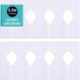 Set of 8 Wide Rectangle Closet Dividers for Hanging Clothes - 1.5x Wider White Dividers for Easy Labeling - Color: 16