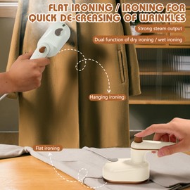 Travel Steamer Iron for Clothes,Mini - Portable Ironing Machine,Portable Travel Steamer,Travel&Home Iron for Clothes (White)