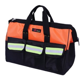 ZOJO Blue Reflective Tool Bags For Men 16 inch Wide Mouth 18 tool pockets