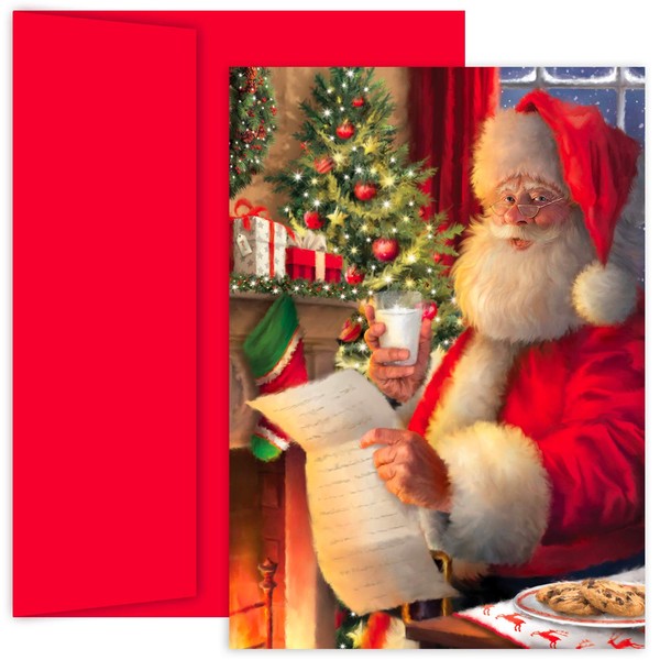 Masterpiece Holiday Collection 18-Count Christmas Cards, Santa's List