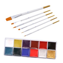 ABOOFAN 12 Grids Painting Kit 12 Body Oil Paint with 6 Brush Pens for Boys and Girls Adults Events