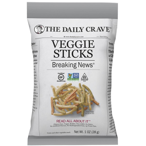 The Daily Crave Veggie Sticks, 1 Oz (Pack Of 24) Non GMO, Gluten Free, Kosher, Crunchy, Vegan